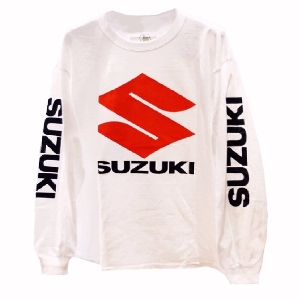 Suzuki Logo White Jersey Long Sleeve T-Shirt - NEW Fast Ship